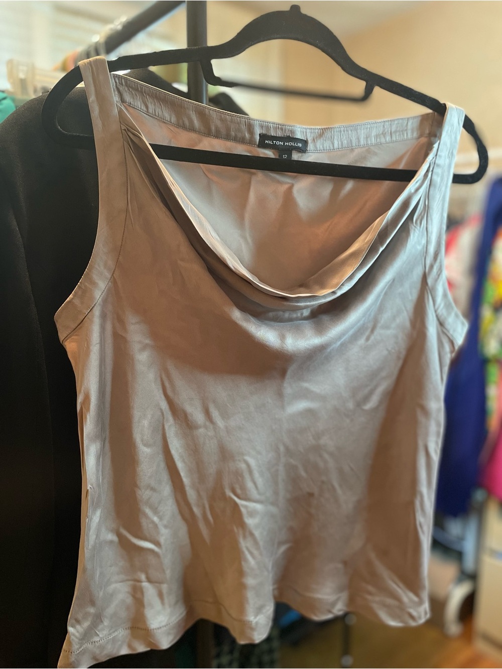 Taupe 100% Silk Hilton Hollis Tank Top